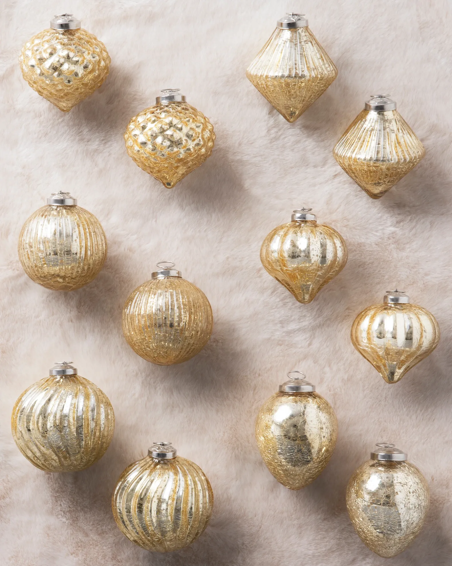 BH Essentials Mercury Glass Ornament Collection