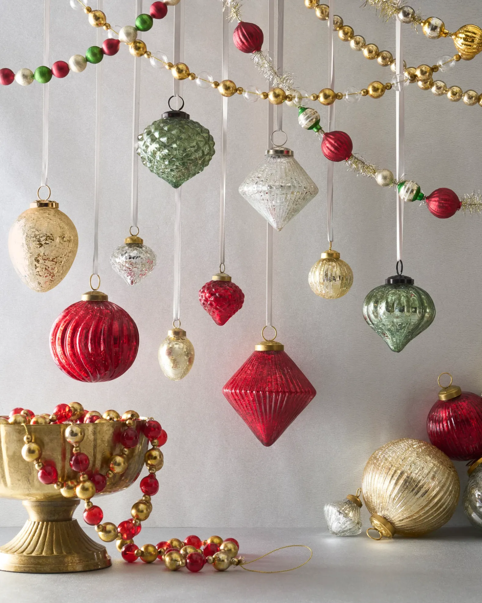BH Essentials Mercury Glass Ornament Collection