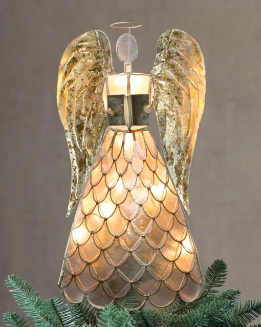 Capiz Angel Lighted Tree Toppers