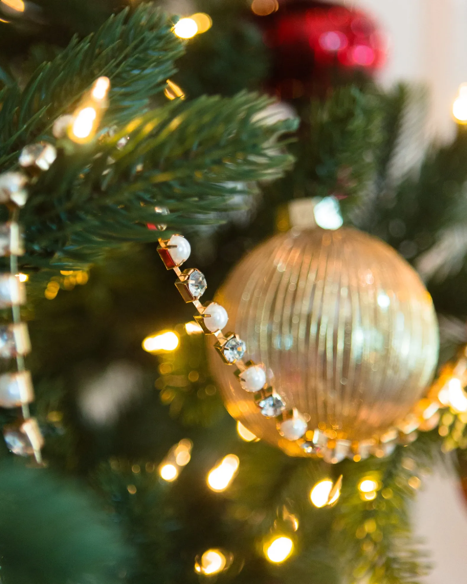 Crystal & Gold Christmas Tree Garlands