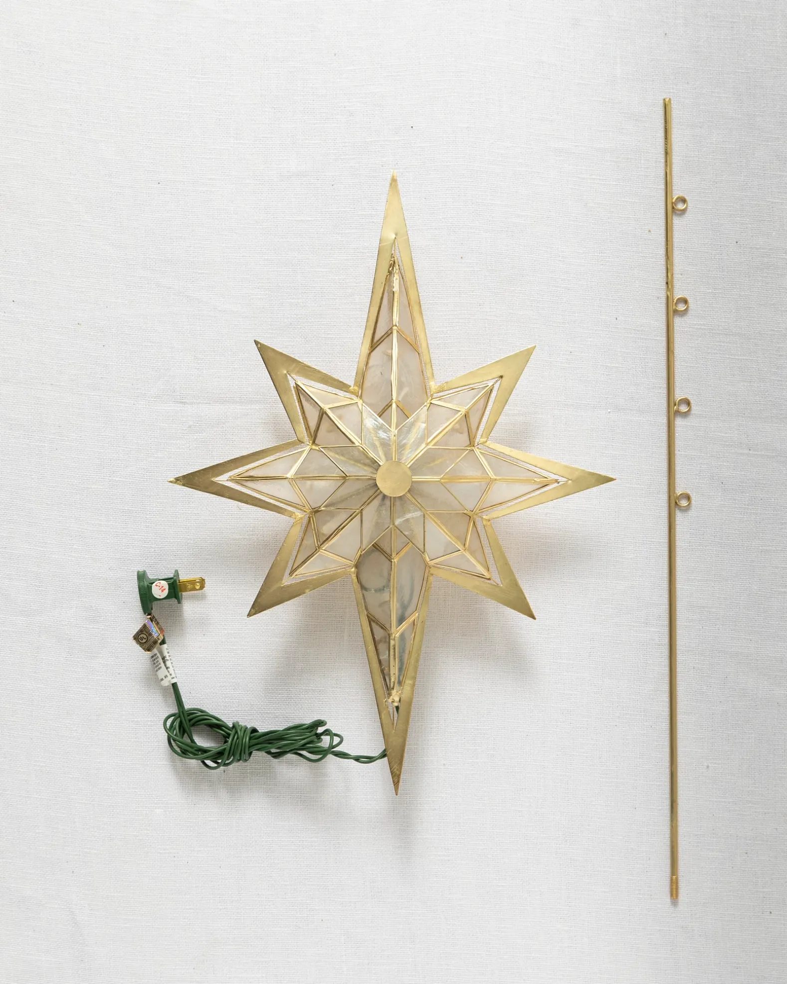 Lit Capiz Bethlehem Star Tree Toppers