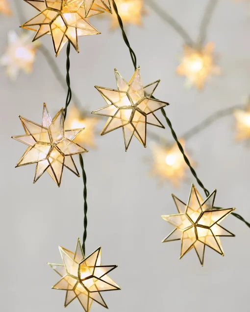 Lit Capiz Star Christmas Tree Garlands