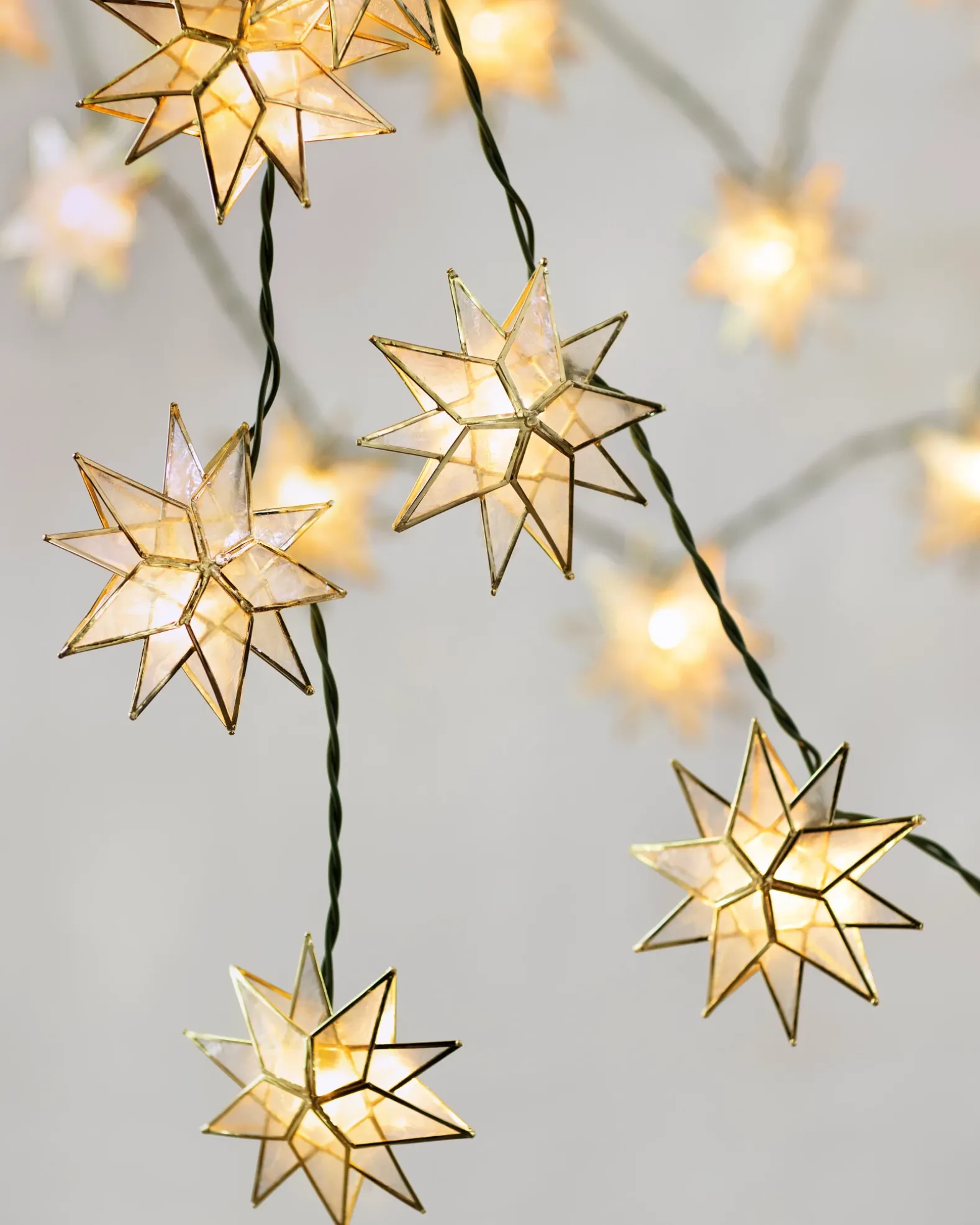 Lit Capiz Star Christmas Tree Garlands