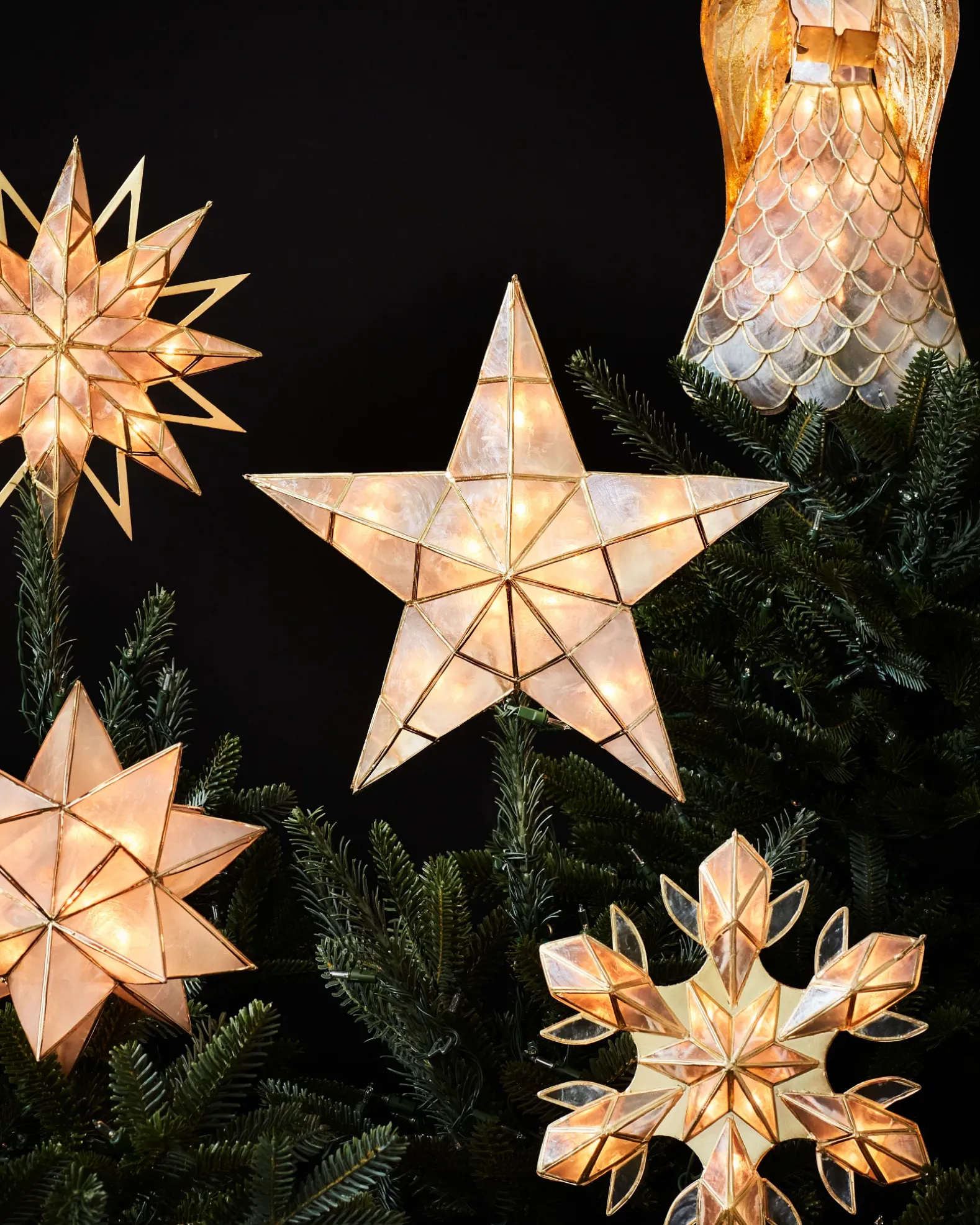 Lit Capiz Star Tree Toppers