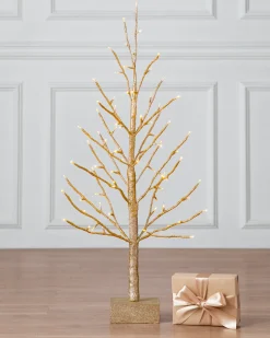 Lit Champagne Glitter LED Trees