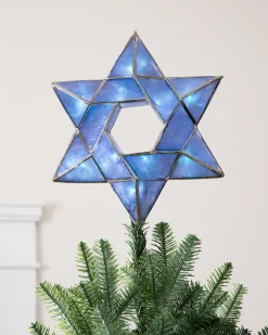 Lit Star Of David Tree Toppers