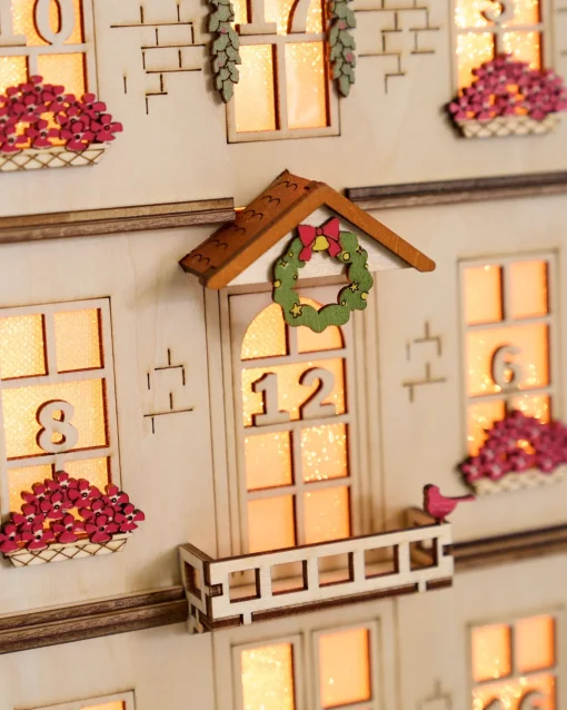 Lit Wooden Christmas Advent Calendars