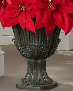 Outdoor Lit Poinsettia Celebration Foliage