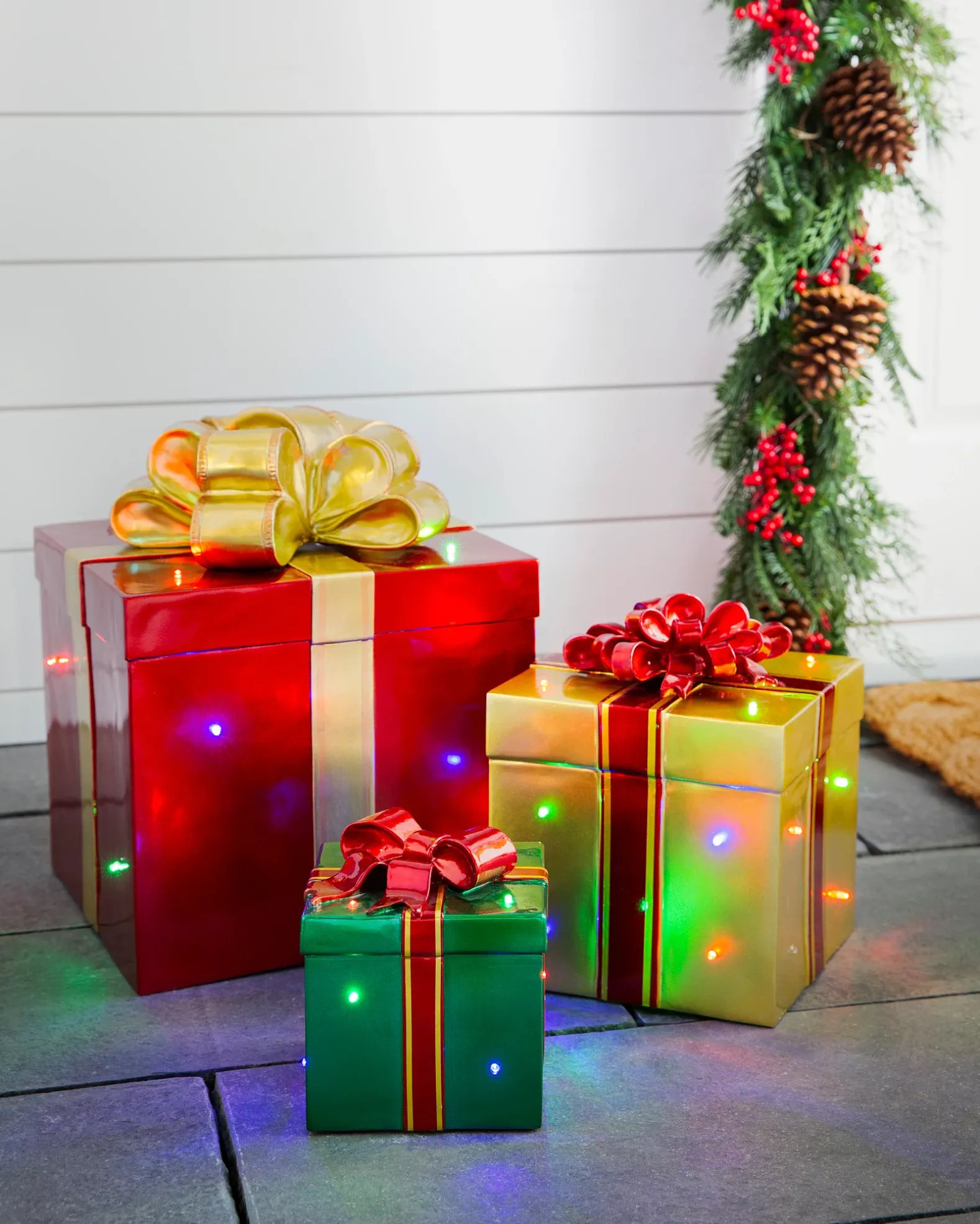 Outdoor Lit Stackable Christmas Gifts