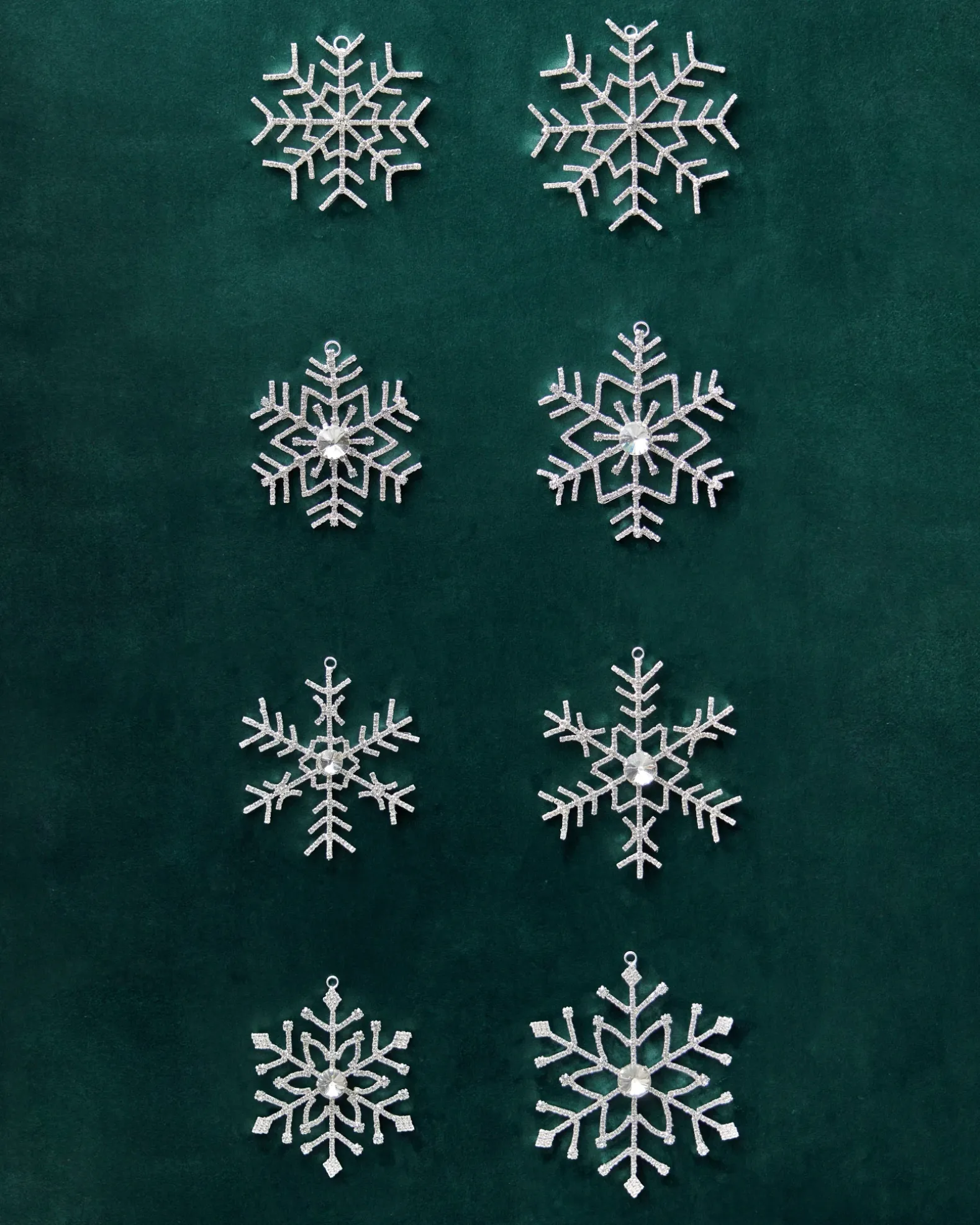 Rhinestone Snowflake Ornament Set